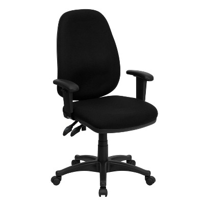 Emma and Oliver High Back Black Fabric Executive Ergonomic Office Chair with Adjustable Arms