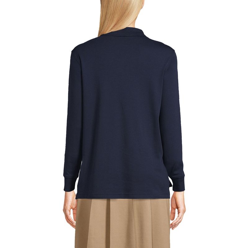 Lands' End School Uniform Women's Tall Long Sleeve Interlock Polo Shirt, 2 of 5