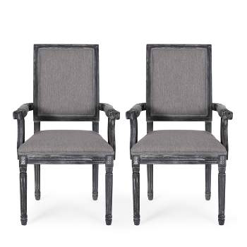 Set of 2 Maria French Country Wood Upholstered Dining Chairs - Christopher Knight Home