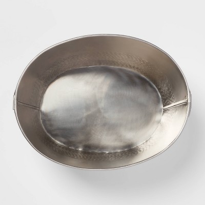 23.5L Stainless Steel Hammered Metal Oval Beverage Tub - Threshold™