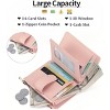 Wikineon Small Wallets for Women Leather RFID Blocking Bifold Zipper Pocket Wallet Card Case Purse with ID Window,Pink - 3 of 4