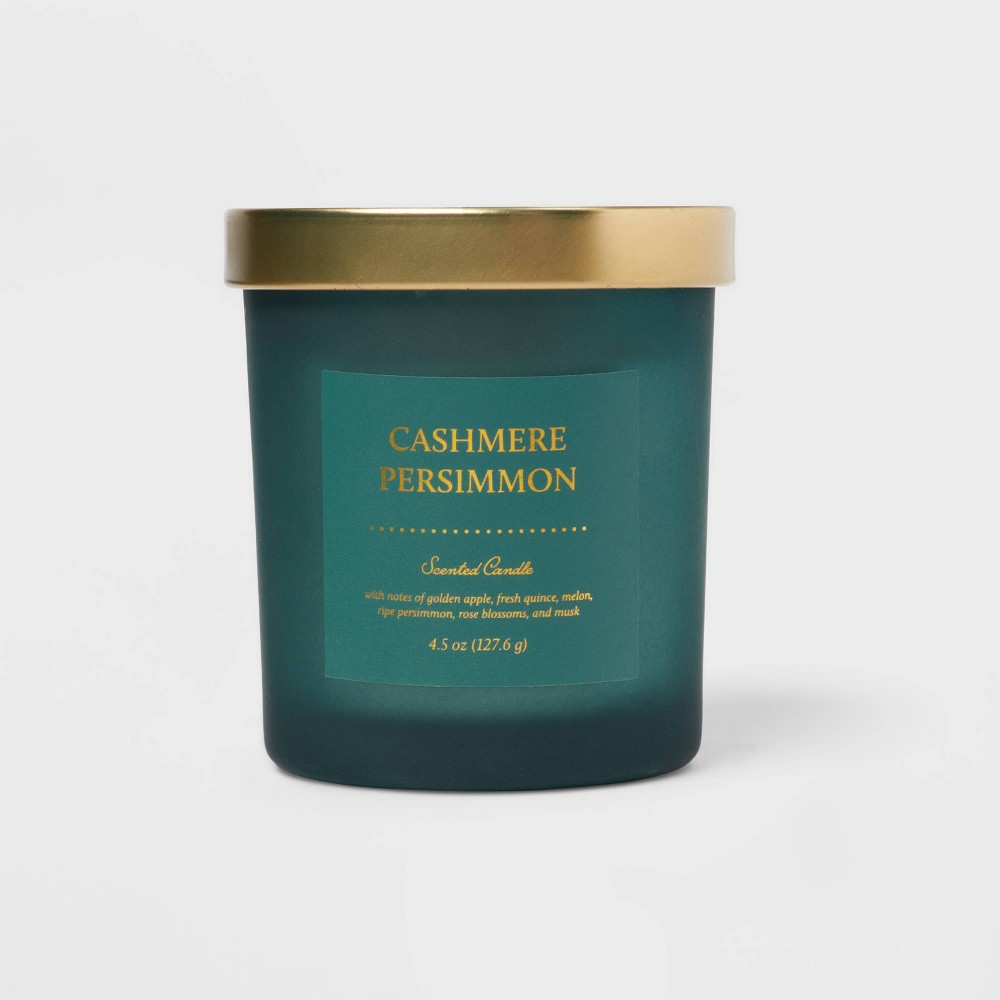 Photos - Other interior and decor 4.5oz Colored Glass Candle Cashmere Persimmon Green - Threshold™