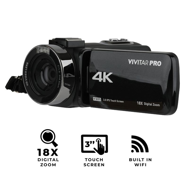 Vivitar 4K Wi-Fi Video HD Camcorder with 18x Digital Zoom and 3” IPS Touchscreen, 2 of 11