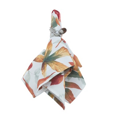 Autumn Leaf Design 20" Square Polyester Dinner Napkins, Multi (Set of 4)