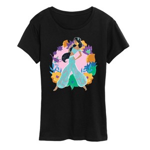 Women's - Disney Princess - Jasmine And Florals Short Sleeve Graphic T-Shirt - 1 of 4