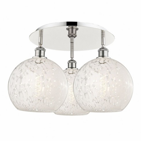 Innovations Lighting White Mouchette 3 - Light Flush Mount in  Polished Nickel - image 1 of 1