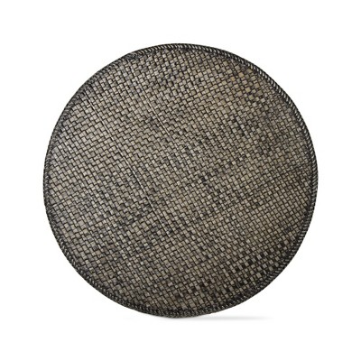 tagltd Pantai Charcoal Textured Woven Round Single Placemat, 15.0 inches