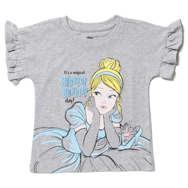 Disney Princess Ariel Cinderella Tiana Snow White Rapunzel Girls 3 Pack T-Shirts Toddler, 3 of 8