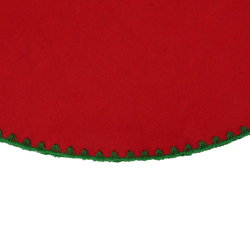 Northlight 26-Inch Red with Green Shell Stitching Mini Christmas Tree Skirt With a Hook and Latch Closure, 3 of 4