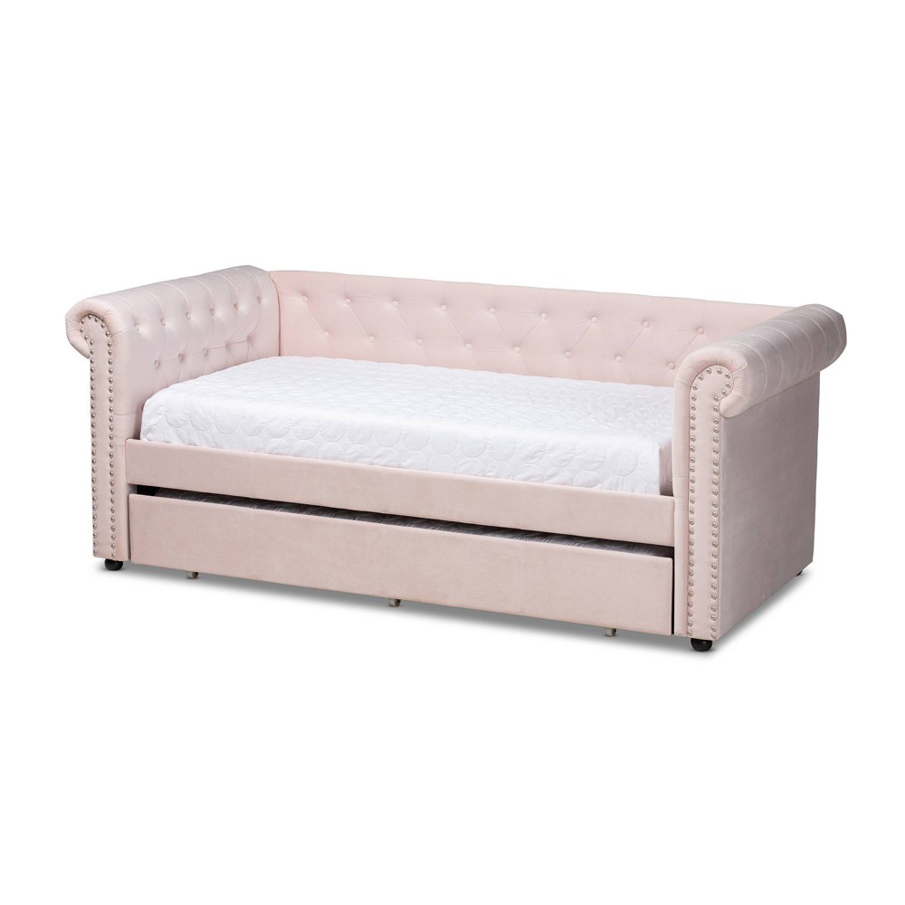 UPC 193271011995 product image for Twin Mabelle Velvet Daybed with Trundle Pink - Baxton Studio | upcitemdb.com