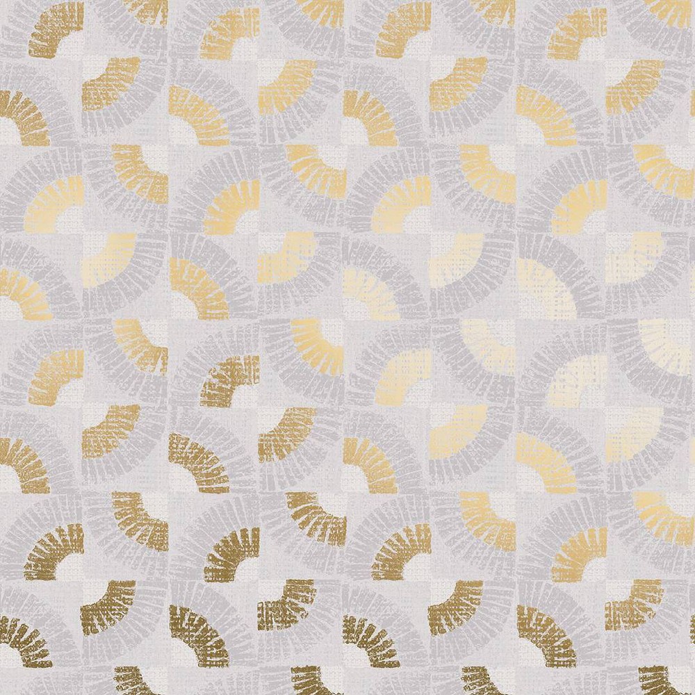 Tempaper & Co. 60 sq ft Faux Grasscloth Fans Textured Peel and Stick Wallpaper Beige/Metallic Canary Gold