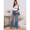 INSPIRE CHIC Womens Maternity Flare Jeans Mid-Rise Stretchy Bell Frayed Hem Casual Bootcut Denim Pregnancy Pants - 2 of 4