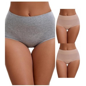 INSPIRE CHIC 3 Packs Leak Proof Briefs for Women's Cotton High Waist Elastic Waistband Period Underwear - 1 of 4