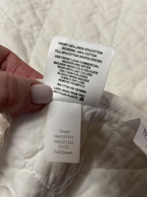 Full/queen Diamond Stitch Cotton Linen Quilt White - Threshold™ : Target