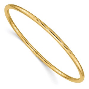 Black Bow Jewelry 3mm 14k Yellow Gold Polished Hollow Round Tube Bangle Bracelet - 1 of 4