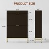 Coolmee Fluted Shoe Cabinet with 2 Flip Drawers, Wood Shoe Organizer, Narrow Entryway Furniture for Small Spaces, Hallway Entrance Apartments - 2 of 4