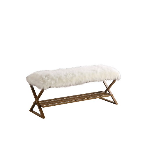 Faux Fur Vanity Bench Ore, Furry Bench For Vanity