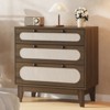 WhizMax 3 Drawer Wood Dresser,  Rattan Nightstand  Bedside  Table - 2 of 4
