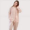 Anna-Kaci Lounge Women's Striped Woven Pajama Set with Collared Long Sleeve Top and Cuffed Wide Leg Pants - 3 of 4