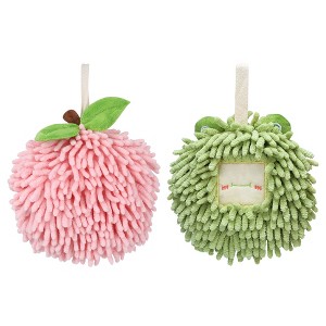 REGALWOVEN 2 Pcs Comfortable Soft Absorbent Chenille Ball Fuzzy Hand Towels - 1 of 4