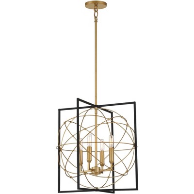 Minka Lavery Sand Coal Honey Gold Pendant Chandelier 19" Wide Industrial 4-Light Fixture for Dining Room House Foyer Kitchen Home