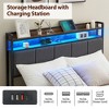coucheta Bed Frame with Headboard and 2 Storage Drawers, Pwith Chargin Station and LED Lights - 3 of 4