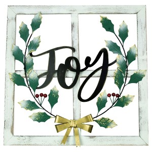 Northlight 23.75" Joy Window Frame with Holly Christmas Wall Sign - 1 of 4