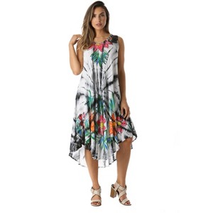Riviera Sun Tie Dye Summer Dress with Floral Hand Painted Design - 1 of 3