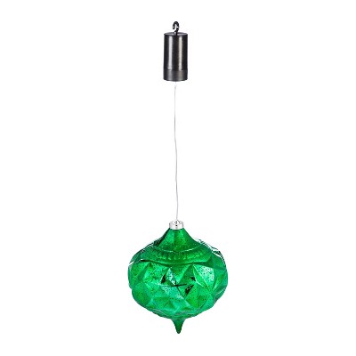 Evergreen 8" Shatterproof Outdoor Safe Battery Operated LED Teardrop Ornament, Green