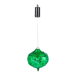 Evergreen 8" Shatterproof Outdoor Safe Battery Operated LED Teardrop Ornament, Green - 1 of 1
