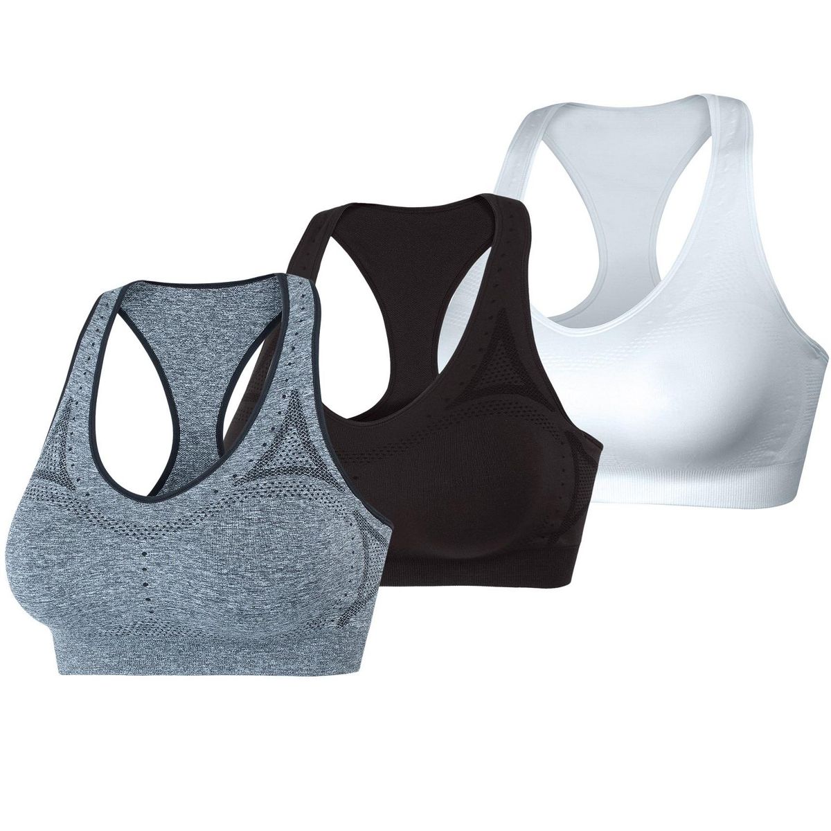 Hanes Sport Women's Seamless Racerback Sports Bra, 3-Pack