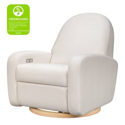 Serenity Swivel Recliner in Cream Eco-Weave with Light Wood Base
