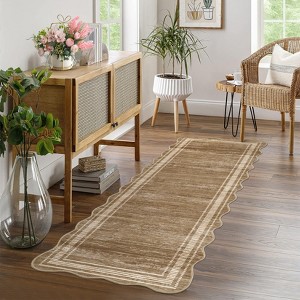 Washable Modern Bordered Non Slip Area Rugs for Living Room Dining Room, Low Pile Geometric Carpet for Home Office - 1 of 4