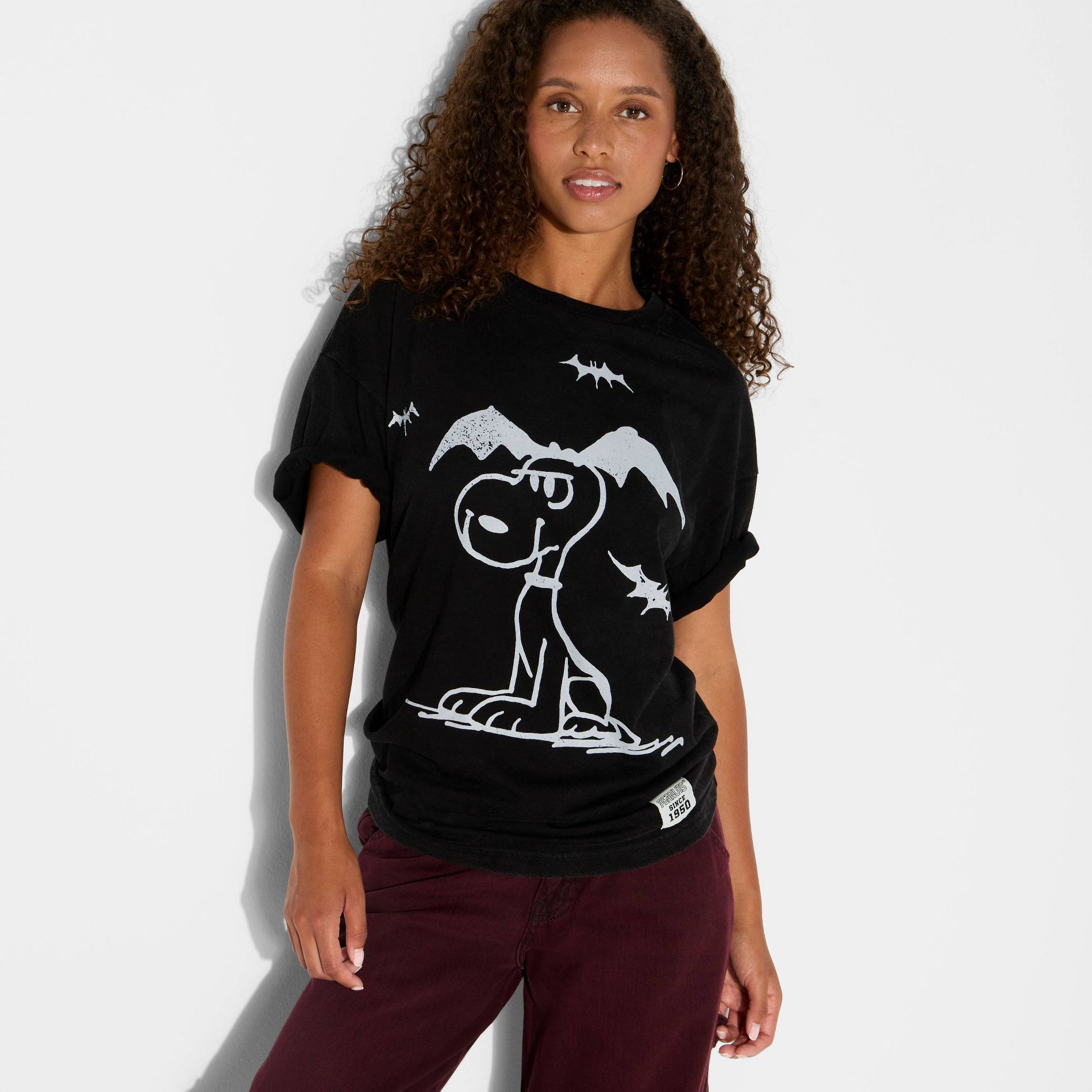 Women's Bat Snoopy Graphic T-Shirt - Black