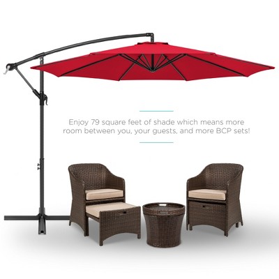 10ft Red Offset Hanging Patio Umbrella with Steel Frame