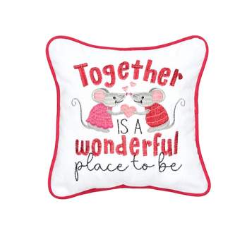 C&F Home 10" x 10" Together Is A Wonderful Place To Be Mouse Valentine's Day Pillow