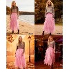 Women's Tulle Fairy Midi Skirt - A-Line Tiered Long Skirt with High Elastic Waist Baby Pink - 2 of 4