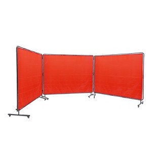 VEVOR Welding Screen with Frame, 6' x 8' 3 Panel Welding Curtain Screens, Flame-Resistant Vinyl Welding Protection Screen on 12 Swivel Wheels, Red - 1 of 4