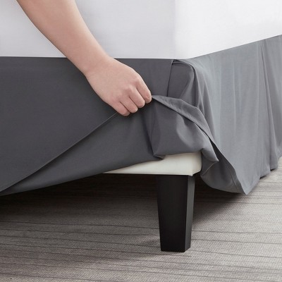 Gray Twin Polyester Split Corner Bedskirt