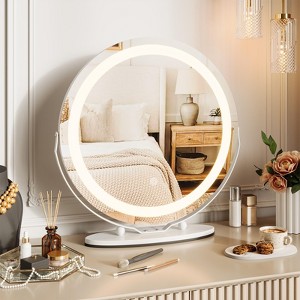 19" Round Vanity Mirror with Lights, Large Vanity Mirror with 3 Color Lighting Dimmable, Smart Touch Control - 1 of 4