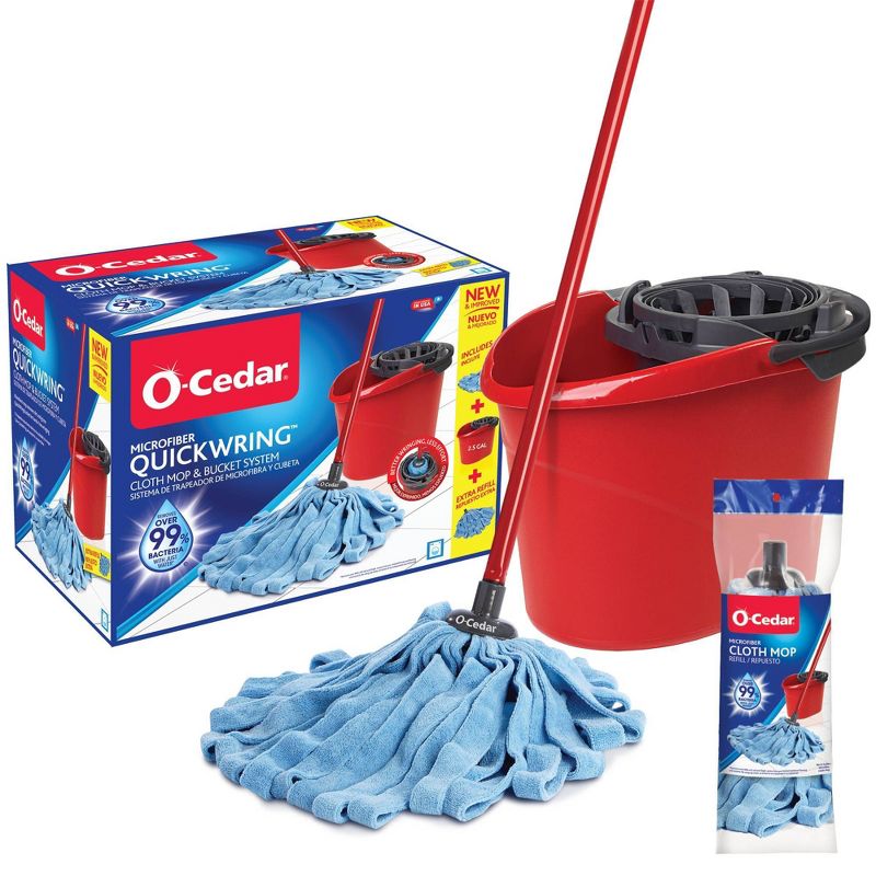 O-Cedar Microfiber Cloth Mop &#38; QuickWring Bucket System with 1 Extra Refill, 1 of 11