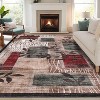 Acekool 5x7 Washable Area Rug, Soft Floral Checkered, Non-Slip, Low-Pile Modern Accent Carpet for Living Room, Bedroom, Dining Room, Blue - 3 of 4