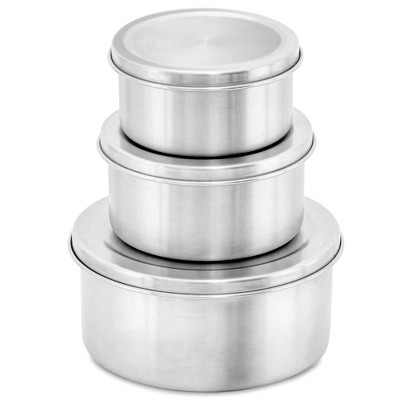 Image of WeeSprout 18/8 Stainless Steel Food Storage Containers - Set of 3 (150 ml, 200 ml, 400 ml) Durable Metal with S.S. Lids