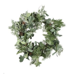 Luupatchy 24in Frosted Eucalyptus and Pinecone Wreath for Indoor Decor - 1 of 1