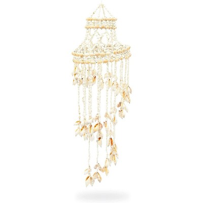 Okuna Outpost Seashell Wind Chime for Beach House Hanging Home Outdoor Garden Decor (7.8 x 7.8 x 27 in)