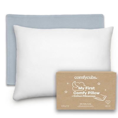 Toddler Pillow with Cotton Pillowcase, 13"x18", Kids Pillow for Sleeping by Comfy Cubs - 1 Pack