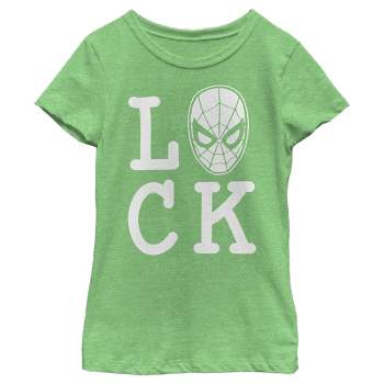 Girl's Marvel St. Patrick's Day Spider-Man Luck Mask T-Shirt