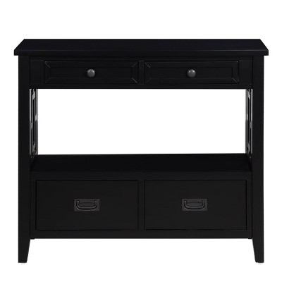 Hostack 36'' Farmhouse Wood Console Table with 4 Drawers and 1 Storage Shelf for Entryway and Living Room , Black