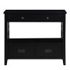 Hostack 36'' Farmhouse Wood Console Table with 4 Drawers and 1 Storage Shelf for Entryway and Living Room , Black - 2 of 4