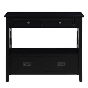 Hostack 36'' Farmhouse Wood Console Table with 4 Drawers and 1 Storage Shelf for Entryway and Living Room , Black - 1 of 4